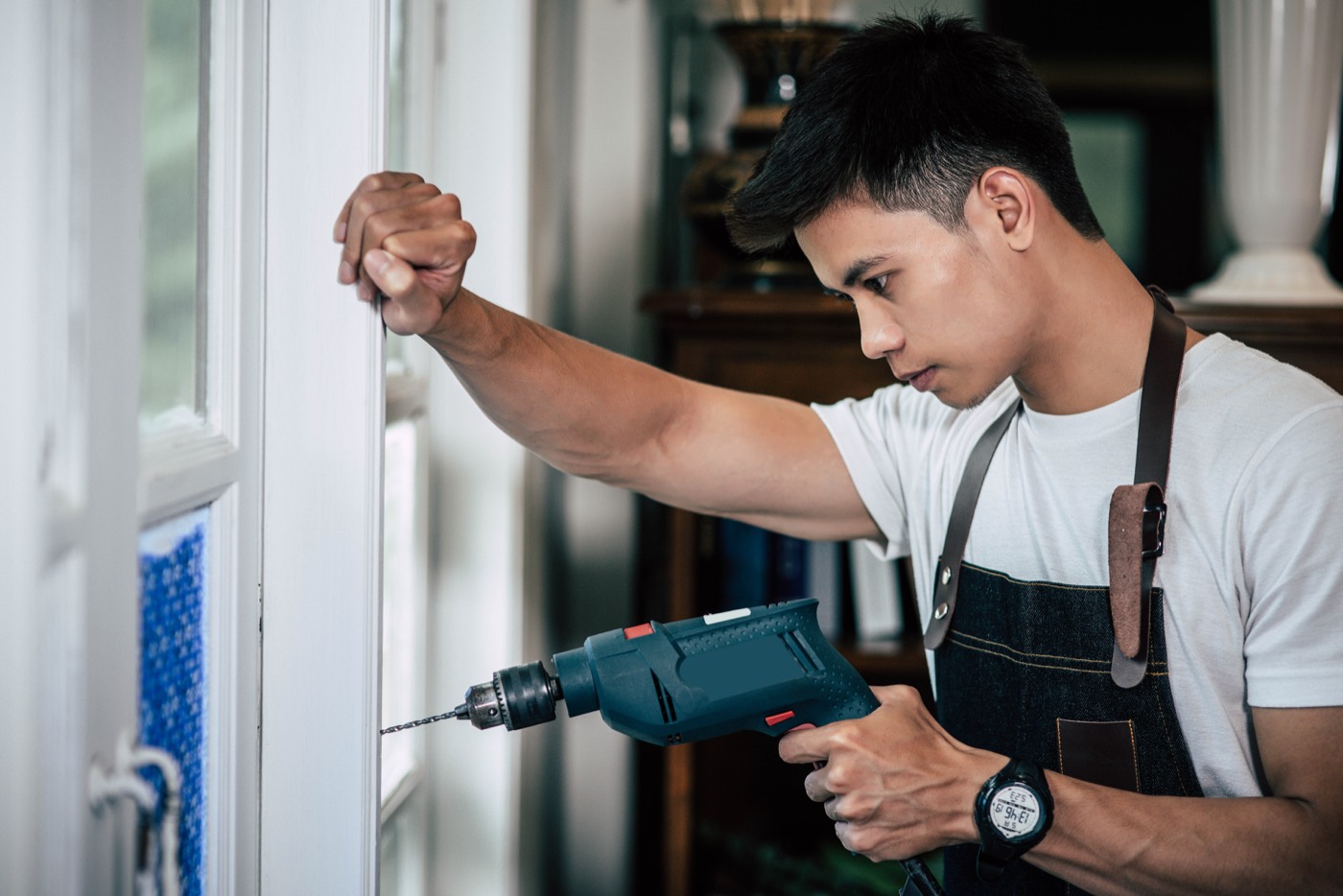 Carpenter working on a residential window