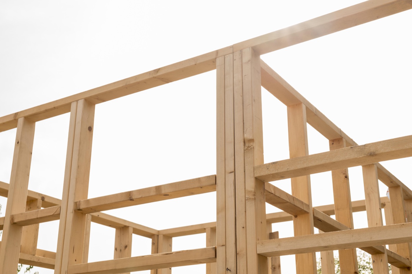 Timber framing at a residential construction site